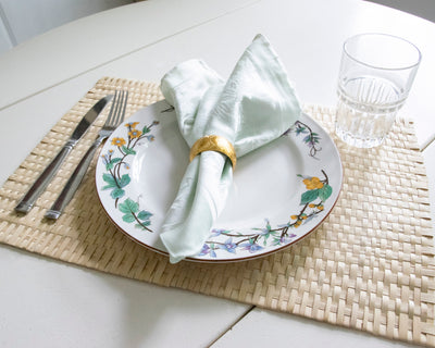 Handmade Napkin Rings: Floral Engraved Metal | In-Sattva