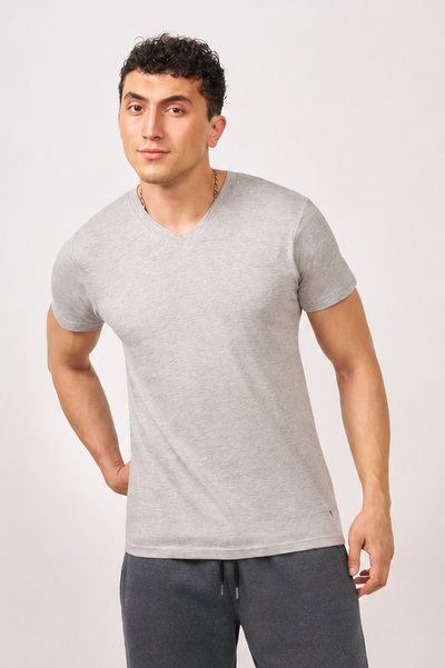 Macho Genie - Men's V-Neck T-Shirt - Gray Melange