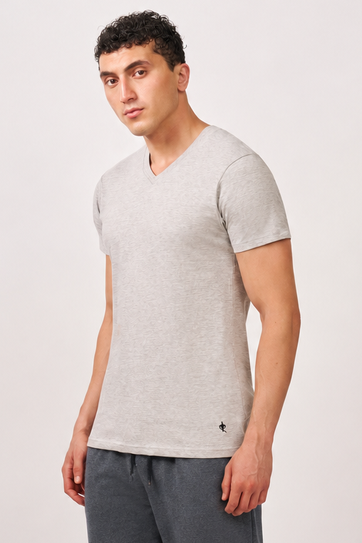 Macho Genie - Men's V-Neck T-Shirt - Gray Melange