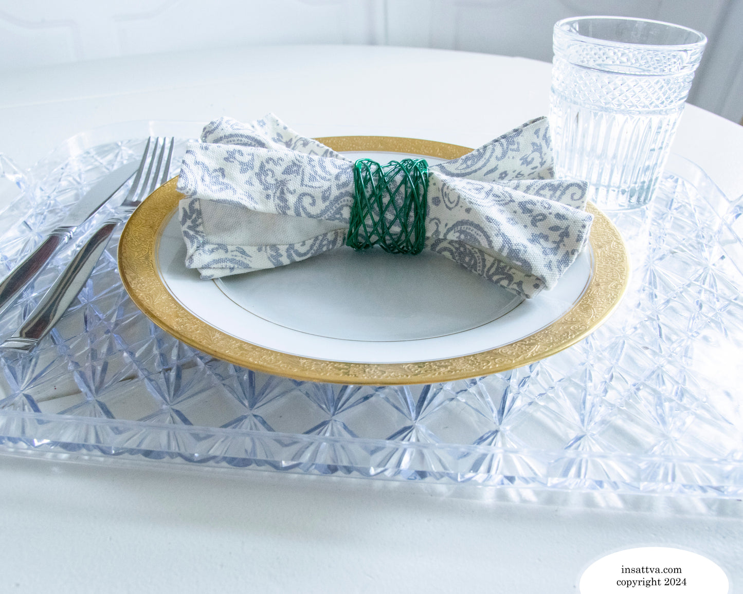 Handmade Artisan Crafted Mesh Metal Dining Napkin Rings, Green