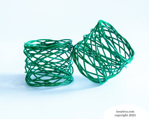 Handmade Artisan Crafted Mesh Metal Dining Napkin Rings, Green