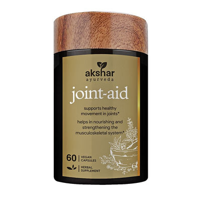 Front pack shot of Akshar Ayurveda Guggulu 500mg supplement, 60 vegan tablets