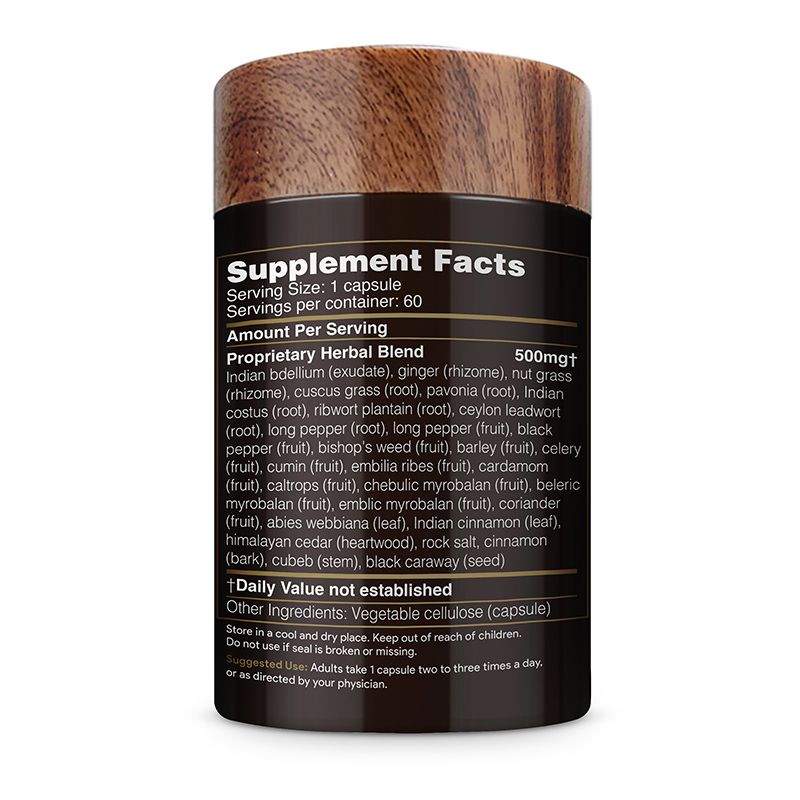 Akshar Ayurveda Guggulu 500mg supplement, 60 vegan tablets Supplement Facts label and usage directions