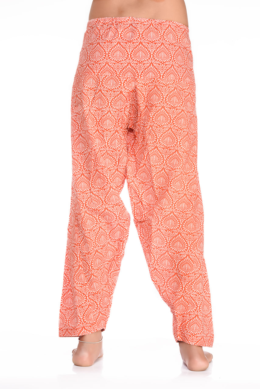 Back view of Abstract Feathers Print Harem Pants, showing the rear silhouette and garment finish.
