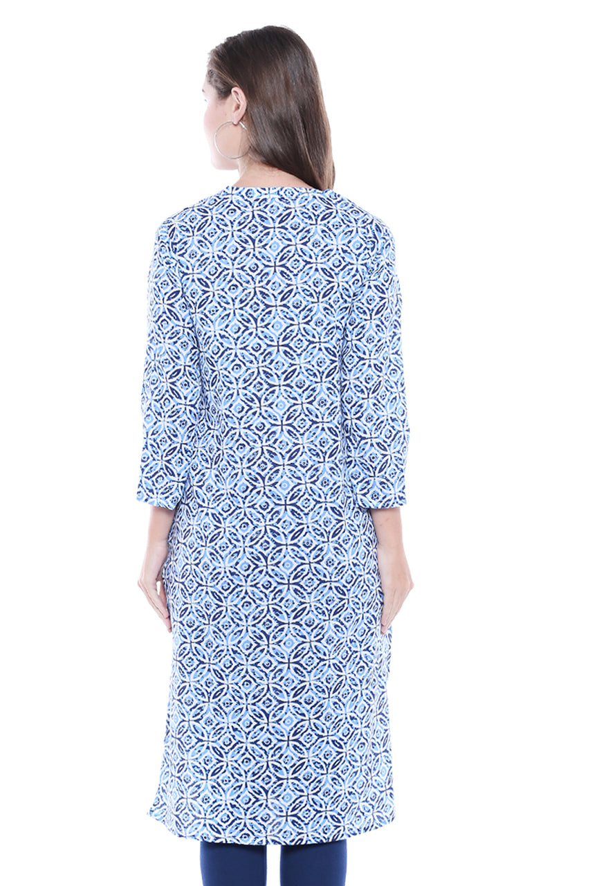 In-Sattva Women's Aqua Blue Printed Kurta Tunic, product photograph 4
