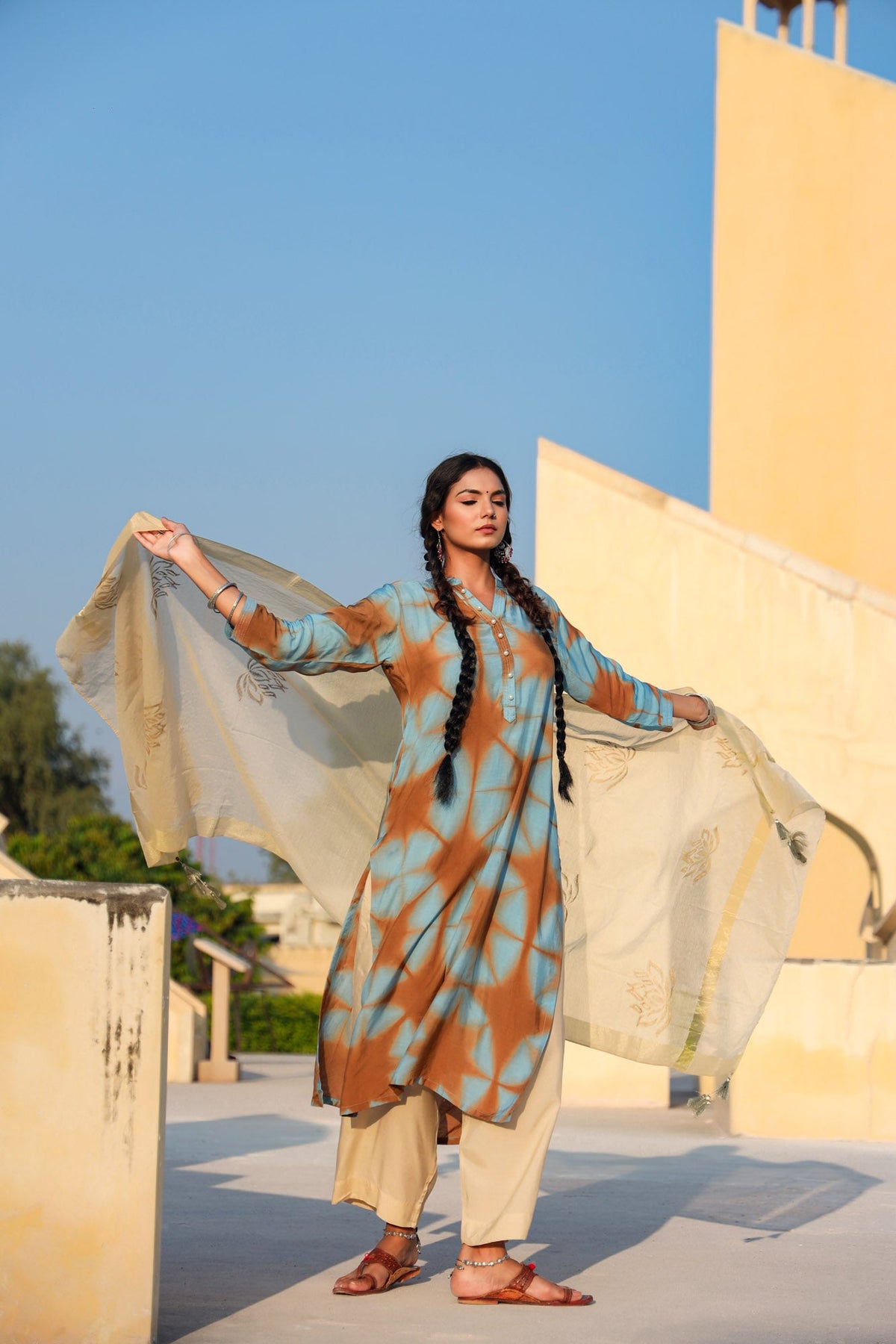 In-Sattva Women's Brown Long Kurta Tunic by Mayori, product photograph 1