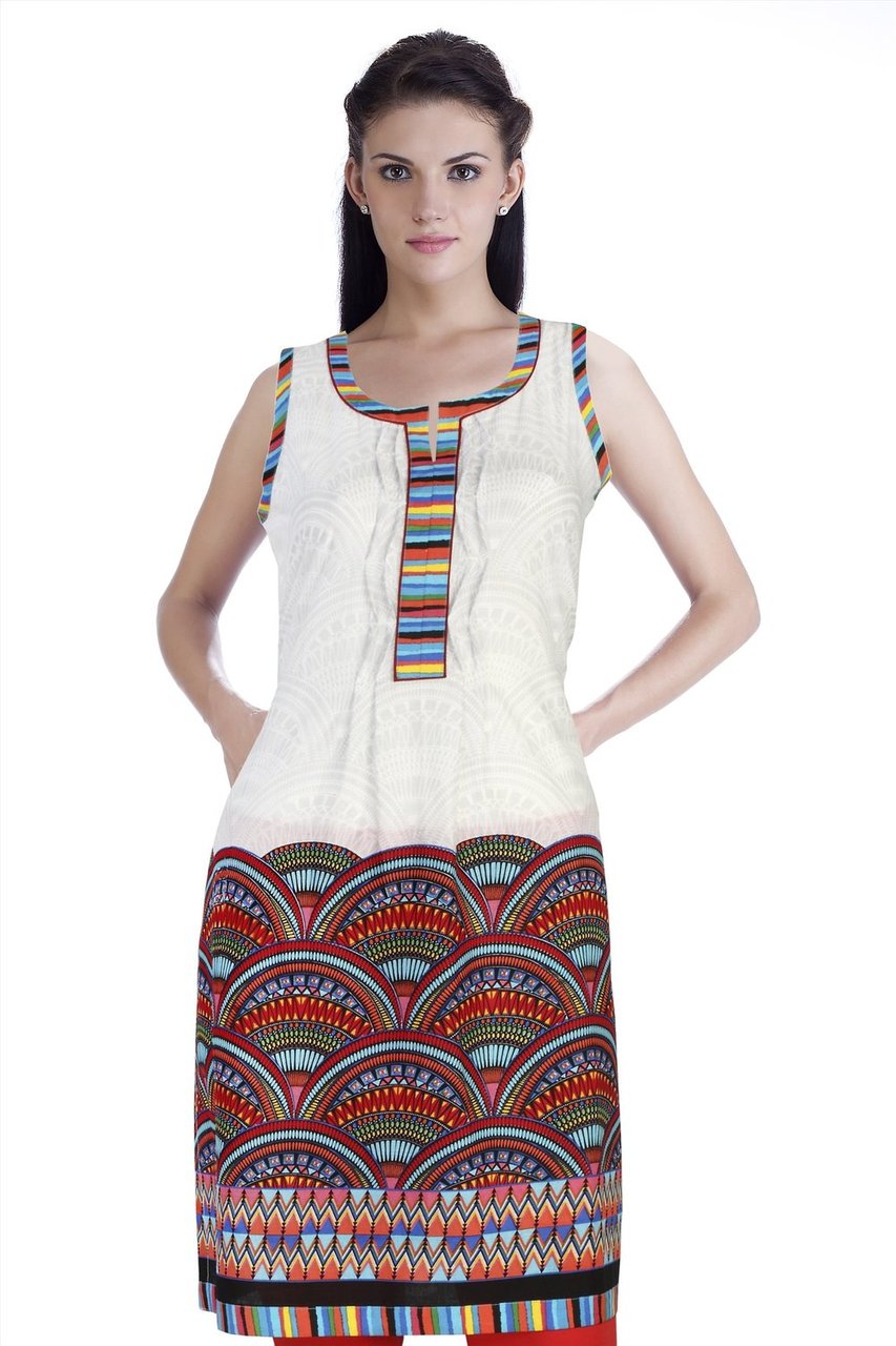 In-Sattva Women's Circle Print Kurta Tunic by Meena Bindra, product photo 1