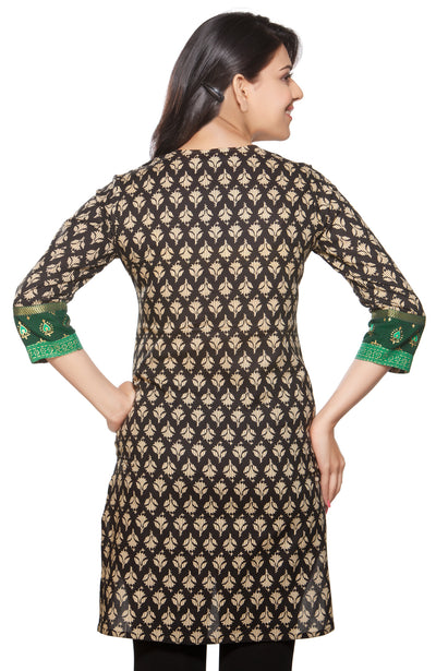 In-Sattva Women's Contrasting Yoke Long Kurta Tunic, back view