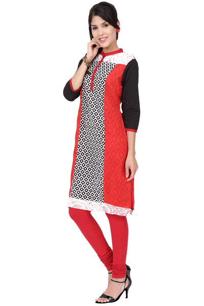 In-Sattva Women's Diamond Print Kurta Tunic with color-block design by Ethnicity, side view