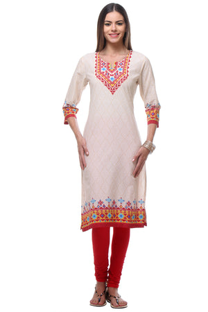 In-Sattva Women's Diamond Print Kurta | Printed Yoke, front view