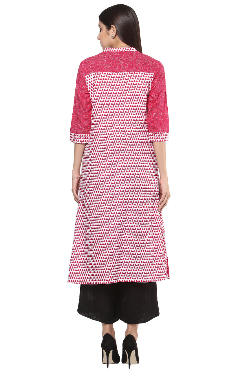 In-Sattva Women's Diamond Print Kurta Tunic - Cotton, back view