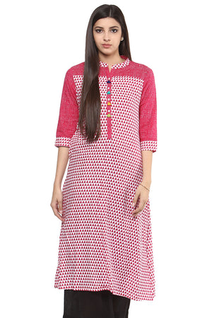 In-Sattva Women's Diamond Print Kurta Tunic - Cotton, front view