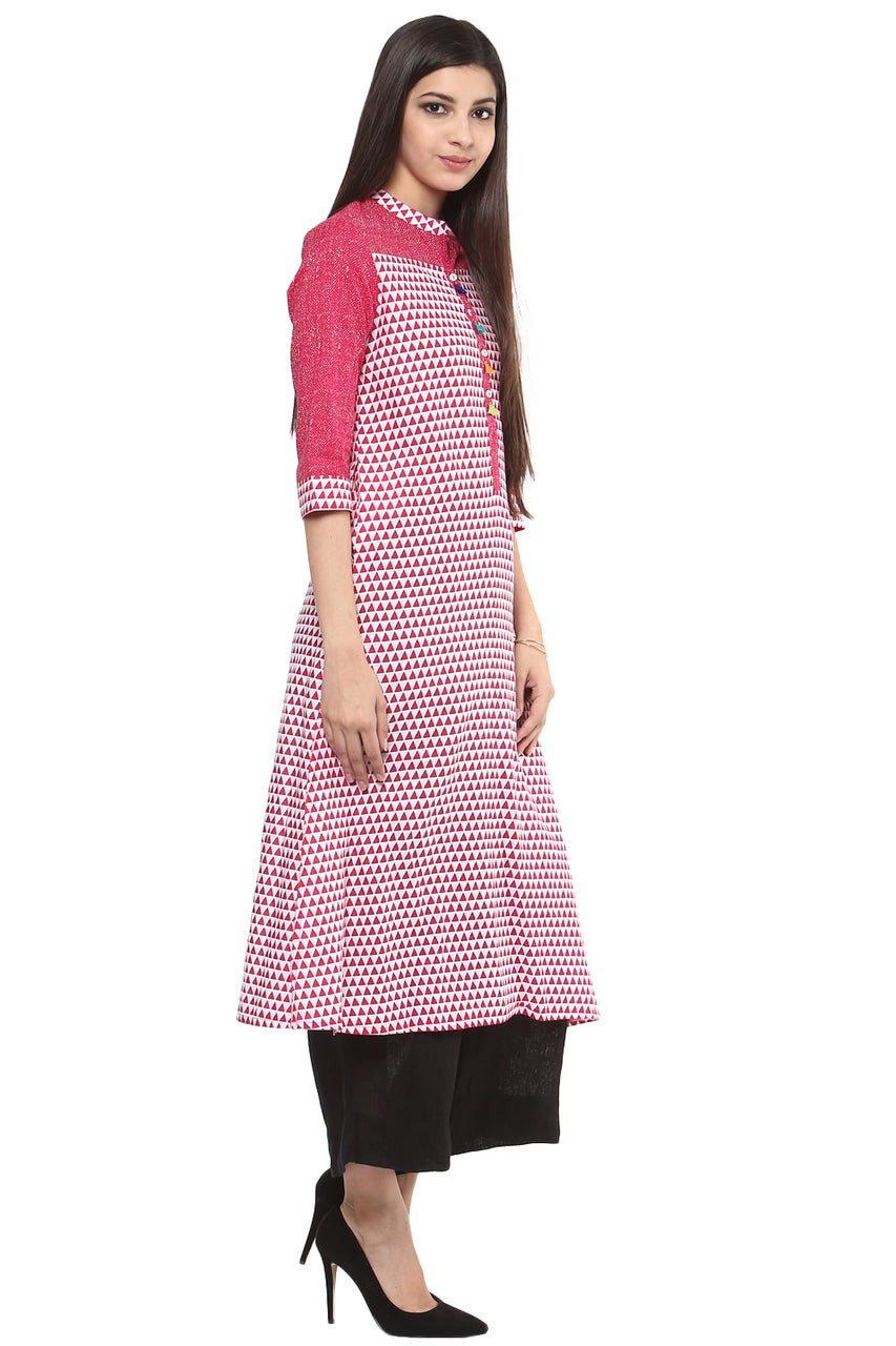 In-Sattva Women's Diamond Print Kurta Tunic - Cotton, side view