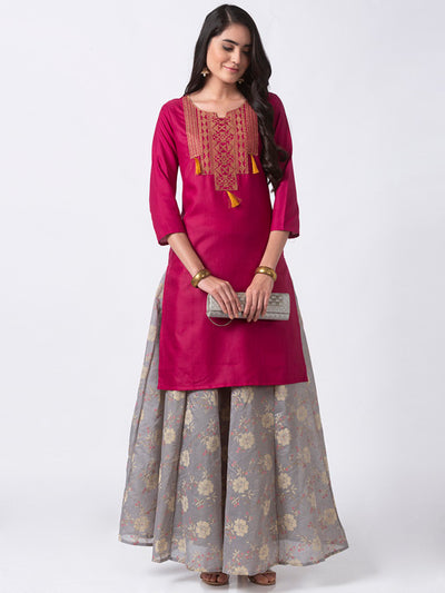 Additional view of Ethnicity Handcrafted Gold Floral Gray Lehenga Skirt, showing the garment from another perspective.