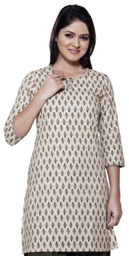 In-Sattva Women's Foulard Print Long Kurta Tunic, front view