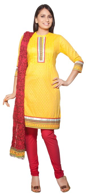 In-Sattva women's Pleated Cotton Kurta Set with Printed Cuffs from the front, featuring front pleats and graphic printed cuffs on a cotton kurta.