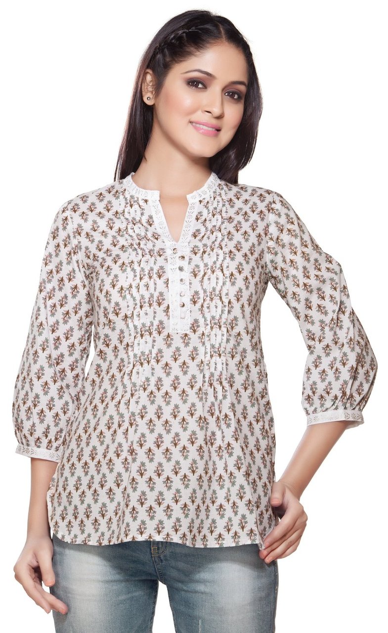 In-Sattva Women's Front Pleats Short Kurta Tunic by Akkriti, front view
