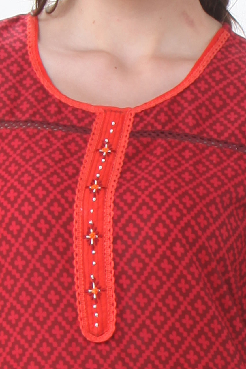 In-Sattva Women's Geometric Print Kurta Tunic, design detail close-up