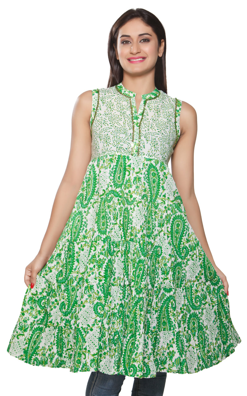 In-Sattva Women's Green Long Kurta, front view