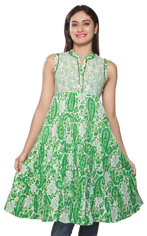 In-Sattva Women's Green Long Kurta, front view