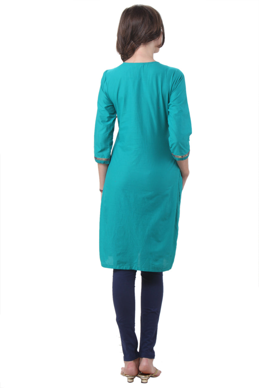 In-Sattva Women's Keyhole Neckline Kurta Tunic, back view