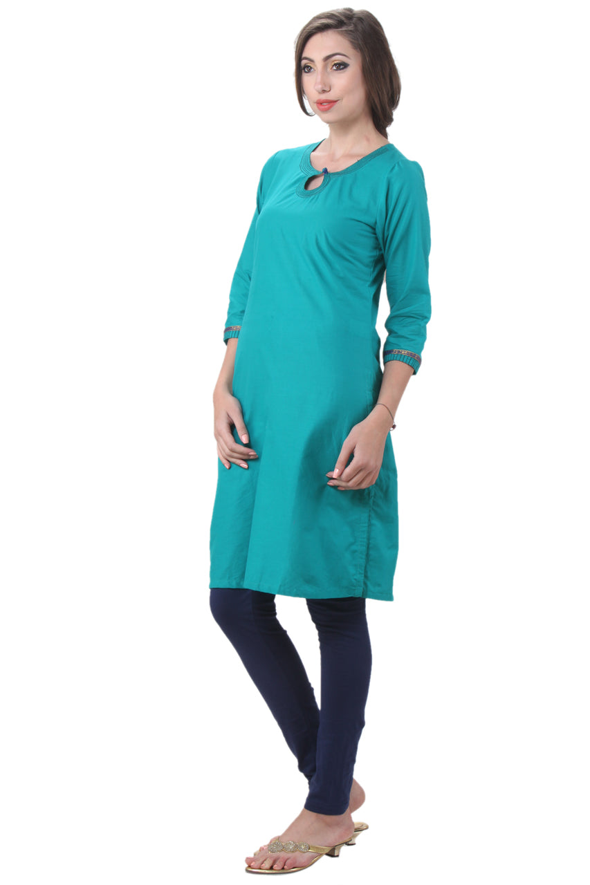 In-Sattva Women's Keyhole Neckline Kurta Tunic, side view