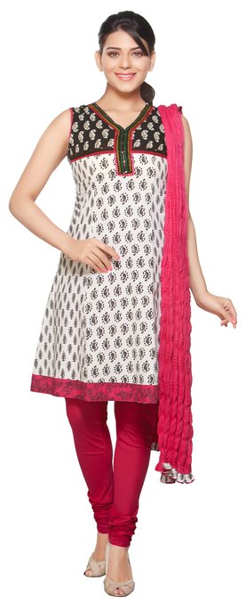 In-Sattva women's Lace-Work Yoke Sleeveless Cotton Salwar Set from the front, featuring an embroidered contrast yoke and intricate lacework.