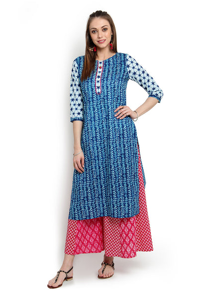 In-Sattva Women's Leaf Print Long Kurta, product photograph 2