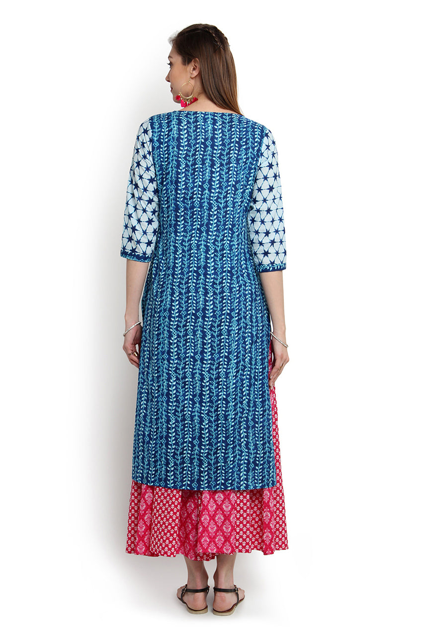 In-Sattva Women's Leaf Print Long Kurta, product photograph 5