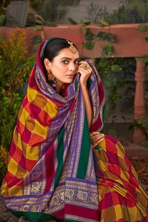 In-Sattva Majestic Lavender Pochampally Ikkat Print Tribal Tussar Silk Saree featuring traditional Pochampally Ikkat geometric patterns