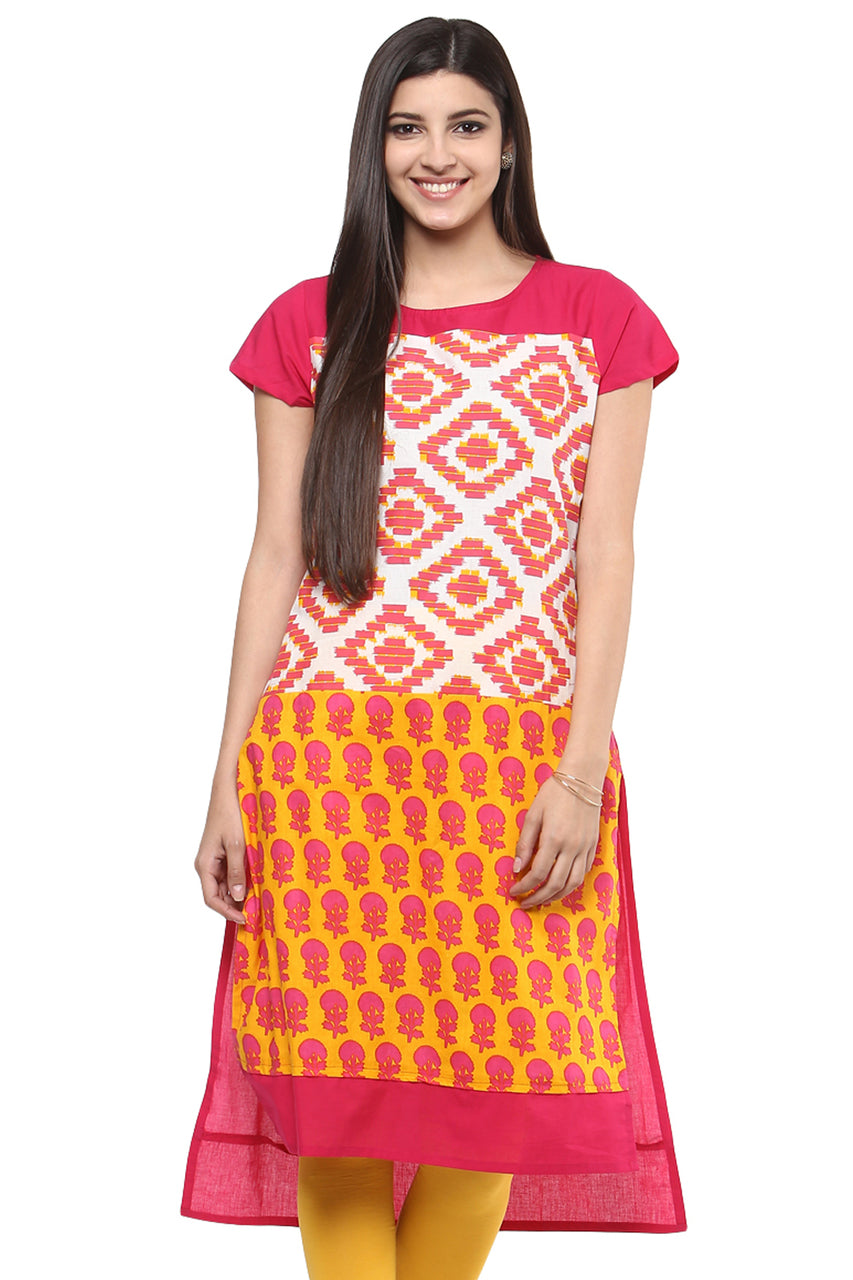 In-Sattva Women's Pink Pure Cotton Kurta Tunic, product photo 1