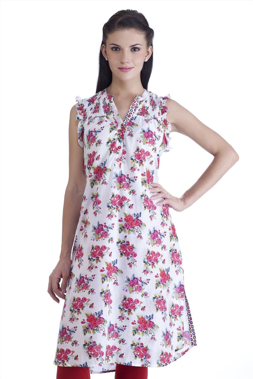 In-Sattva Women's Rose Print Kurta Tunic by Meena Bindra, product photo 1