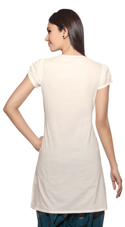 In-Sattva Women's Round Neckline Long Kurta Tunic, back view