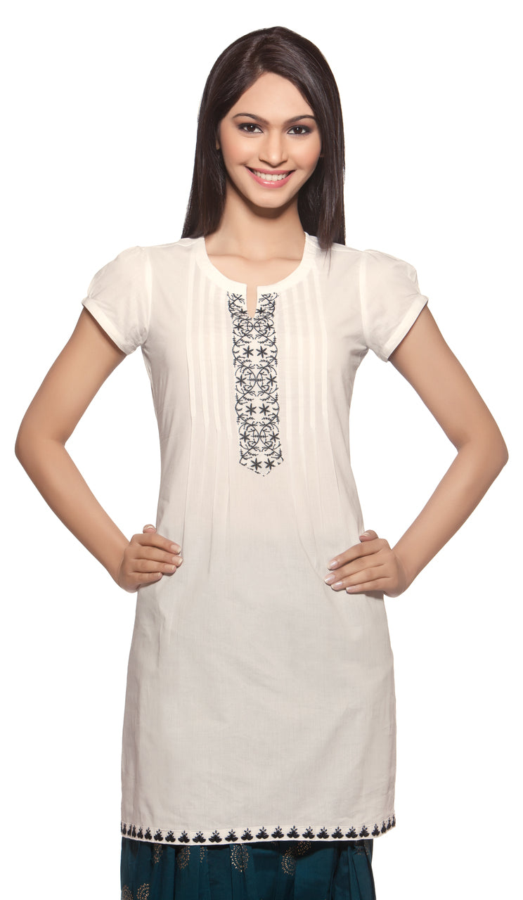In-Sattva Women's Round Neckline Long Kurta Tunic, front view