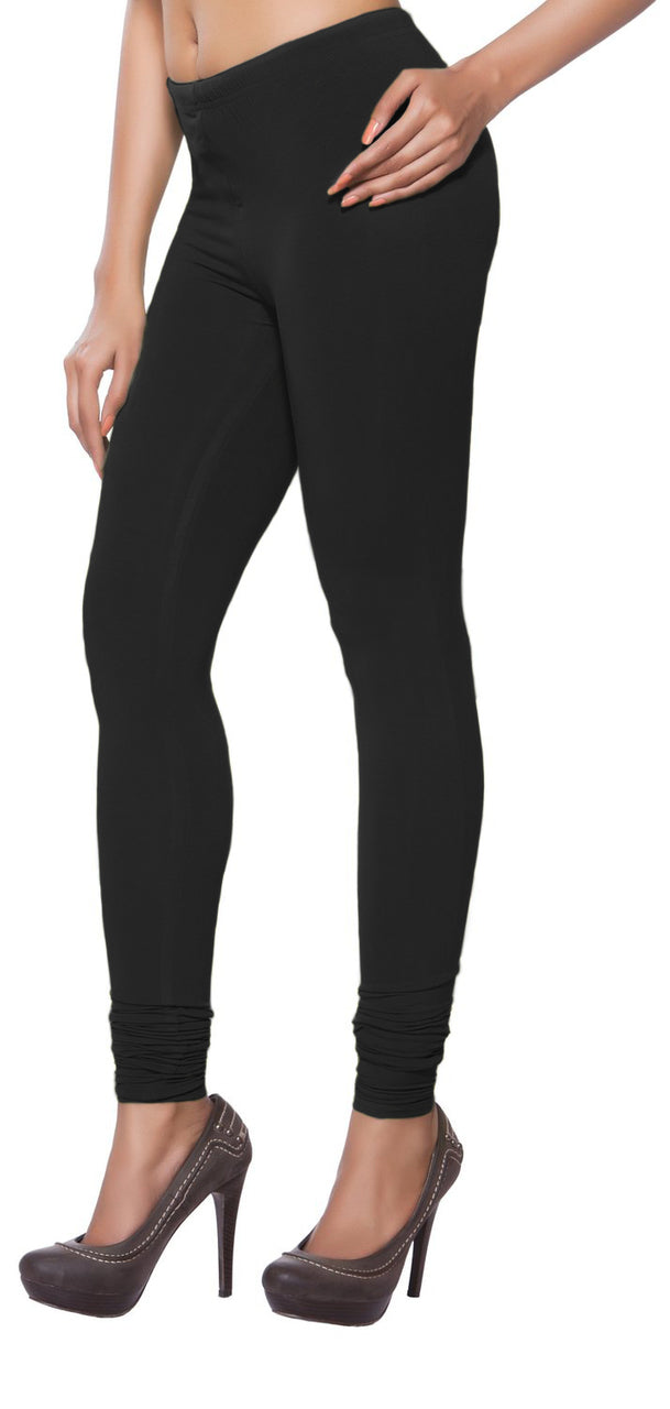 Product overview of Solid Churidar Leggings - Black, showing the garment style and overall silhouette.