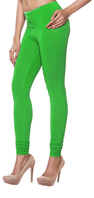 Product overview of Solid Churidar Leggings - Green, showing the garment style and overall silhouette.