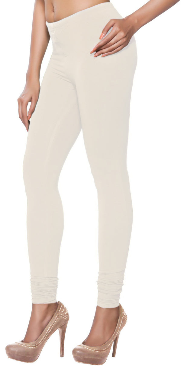 Product overview of Solid Churidar Leggings - Off-White, showing the garment style and overall silhouette.