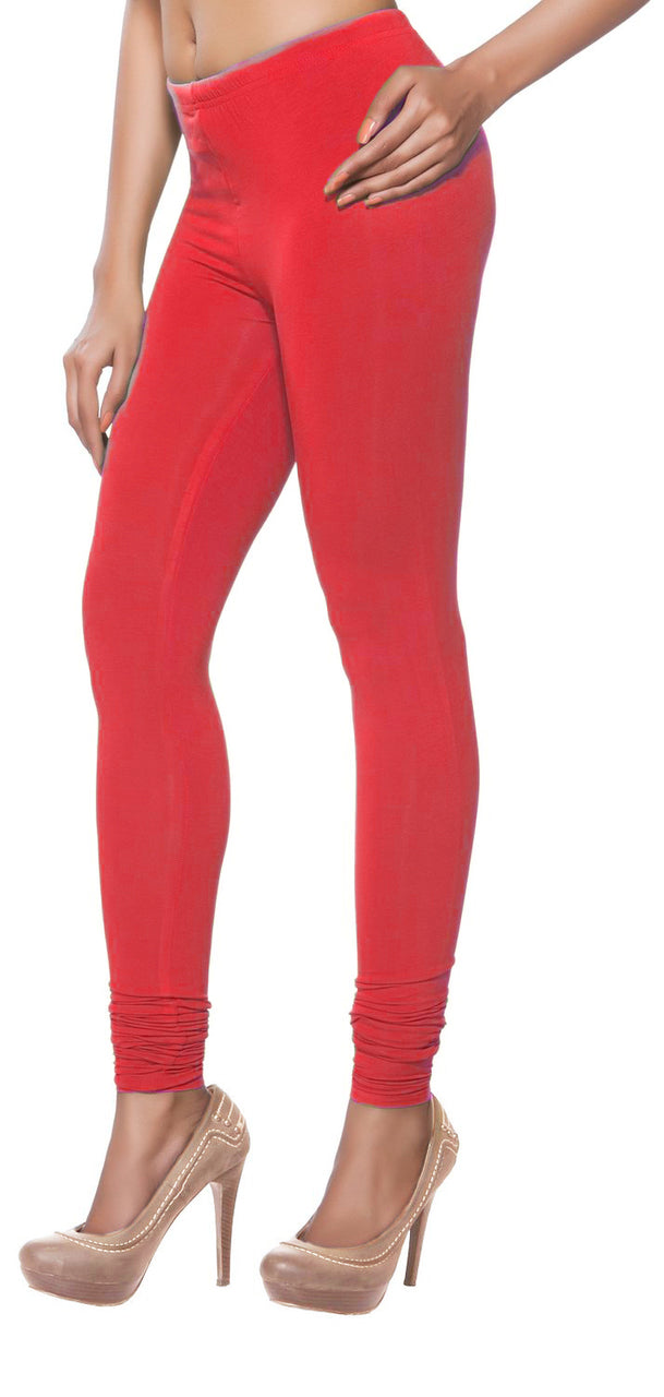 Product overview of Solid Churidar Leggings - Red, showing the garment style and overall silhouette.