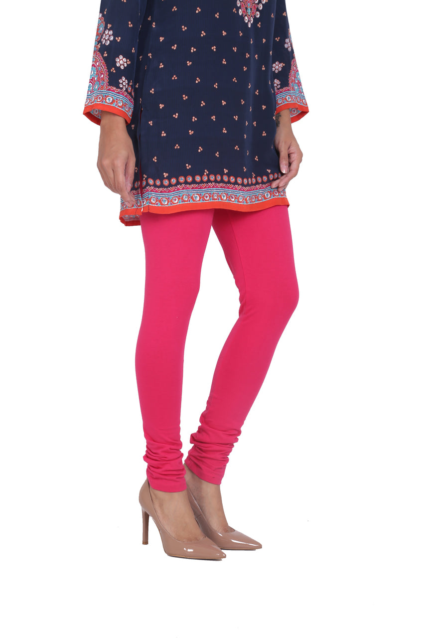 Alternate side-angle view of Solid Pink Leggings, showing the garment shape from another perspective.