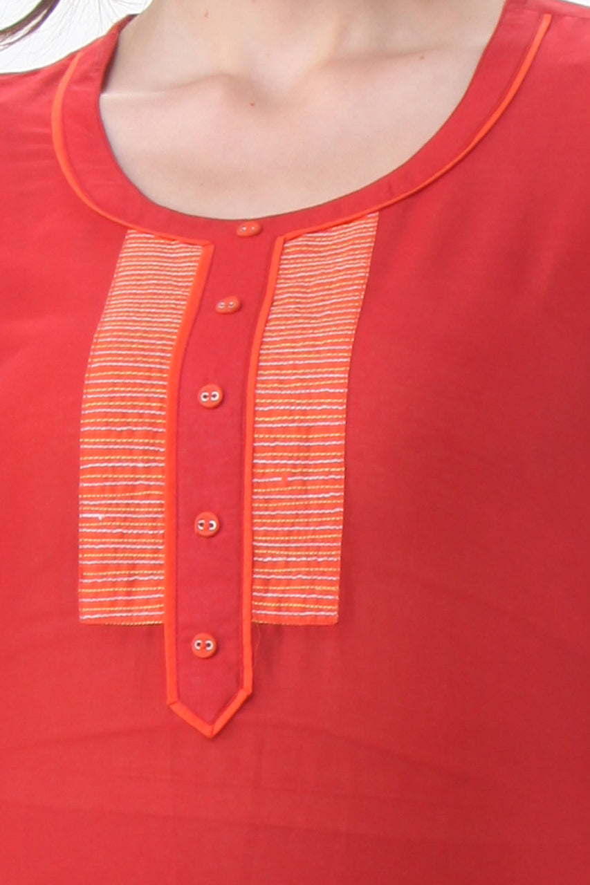 In-Sattva Women's Stitched Stripe Kurta Tunic, close-up of design details
