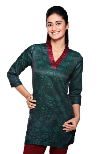 In-Sattva Women's V-Neck Kurta featuring mix & match design and v-neck, product photo 1