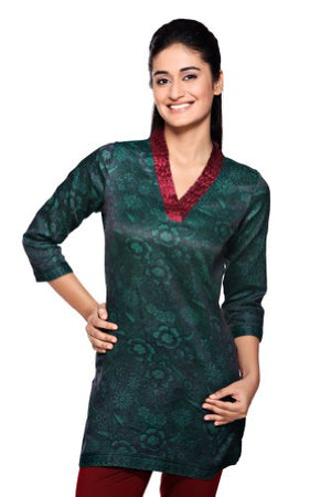 In-Sattva Women's V-Neck Kurta featuring mix & match design and v-neck, product photo 1