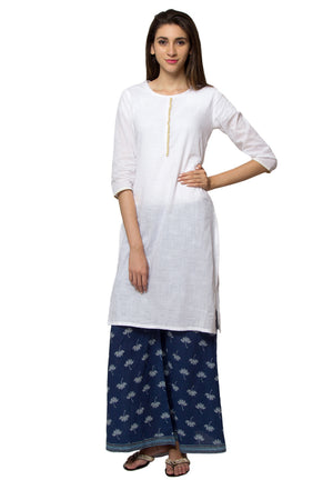 In-Sattva Women's White Cotton Kurta Tunic by Ethnicity, front view