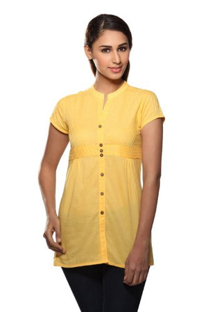 In-Sattva Women's Yellow Pintucked Kurti, product photograph 1