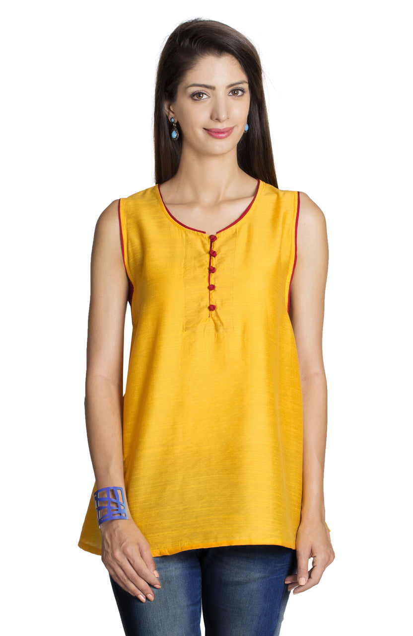 In-Sattva Women's Yellow Tunic Shirt by MOHR, front view