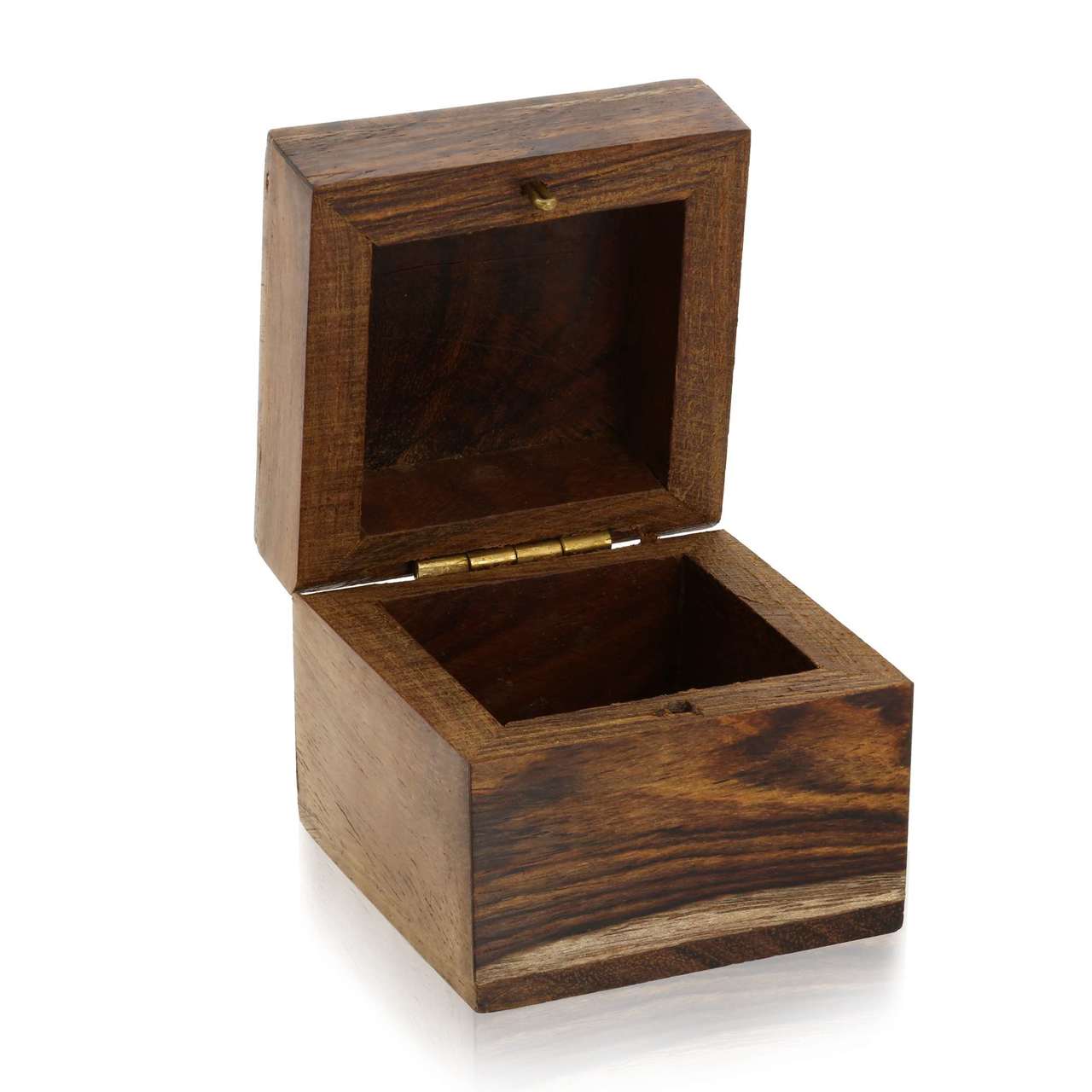 Handmade Pure Wooden Jewelry Box with Carved Brass and Wood Floral design for Rings, Earrings, Toe Rings or Cufflinks