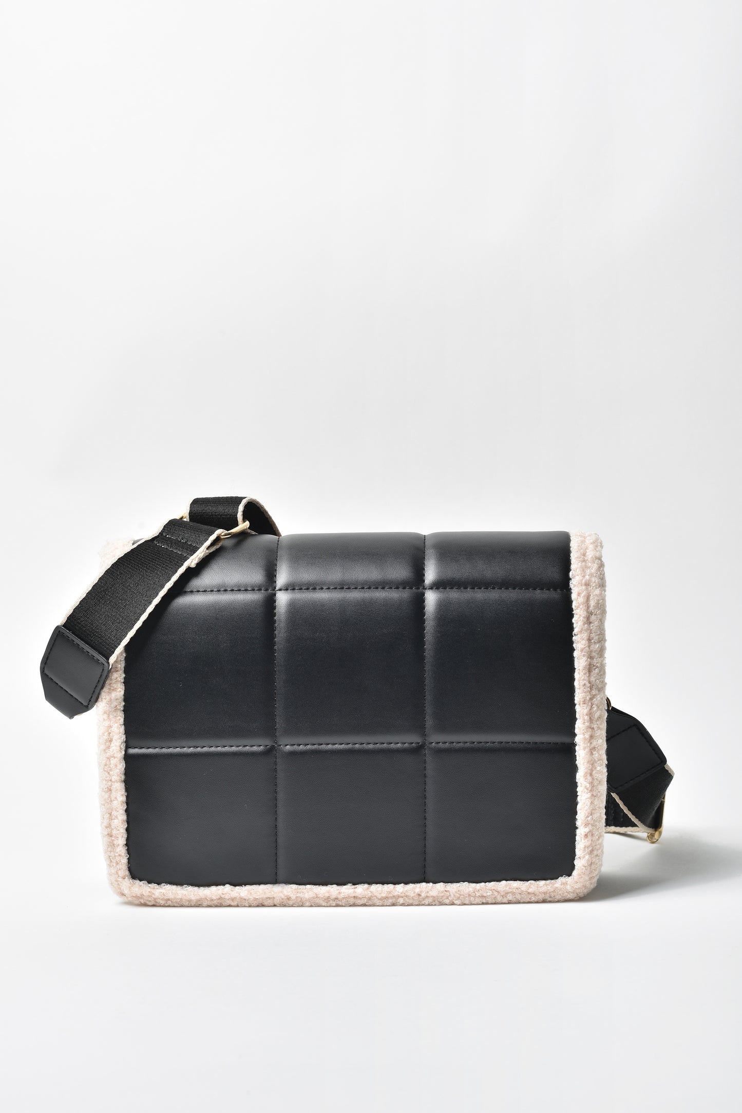 Jove Women's Black Fur Trim Purse