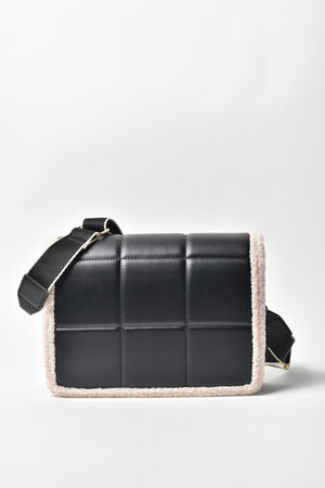 Jove Women's Black Fur Trim Purse