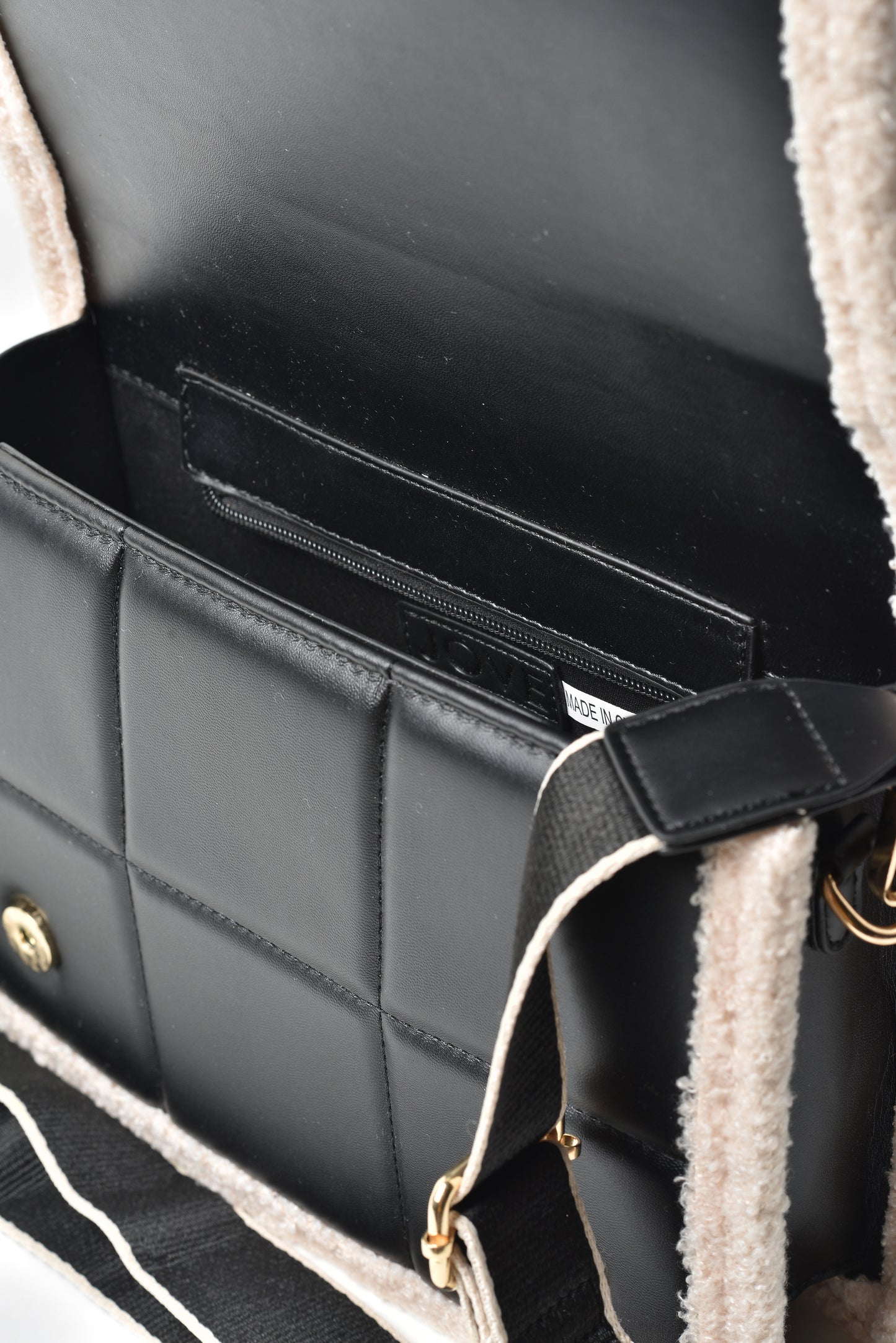 Jove Women's Black Fur Trim Purse