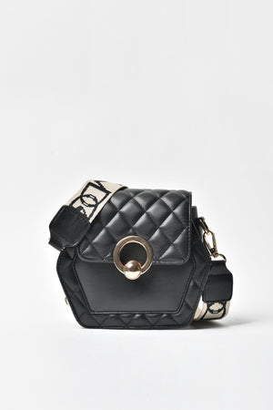 Jove Women's Black Quilted Hexagon Bag